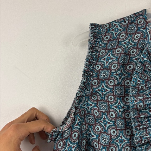 J. Crew 100% Silk Blue Ruffled Bib Collar Blouse - Picture 5 of 8